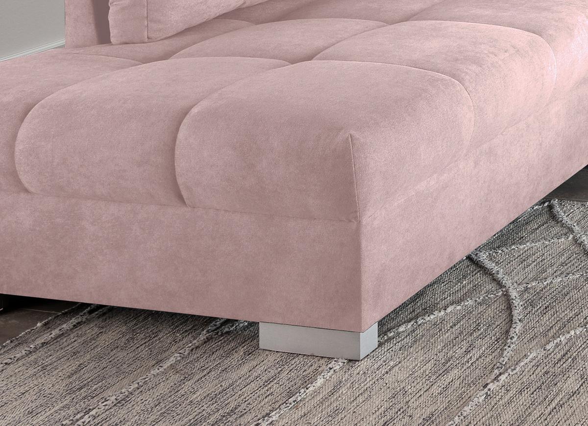 Eckschlafsofa Alvito Rosa S: 202/298 cm - Silberfarben/Rosa, Design, Textil (202/298cm) - MID.YOU