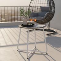 ZÁHRADNÝ PRÍRUČNÝ STOLÍK PINE - biela/tmavosivá, Modern, kov/plast (50/49,5/50cm) - Bessagi Garden