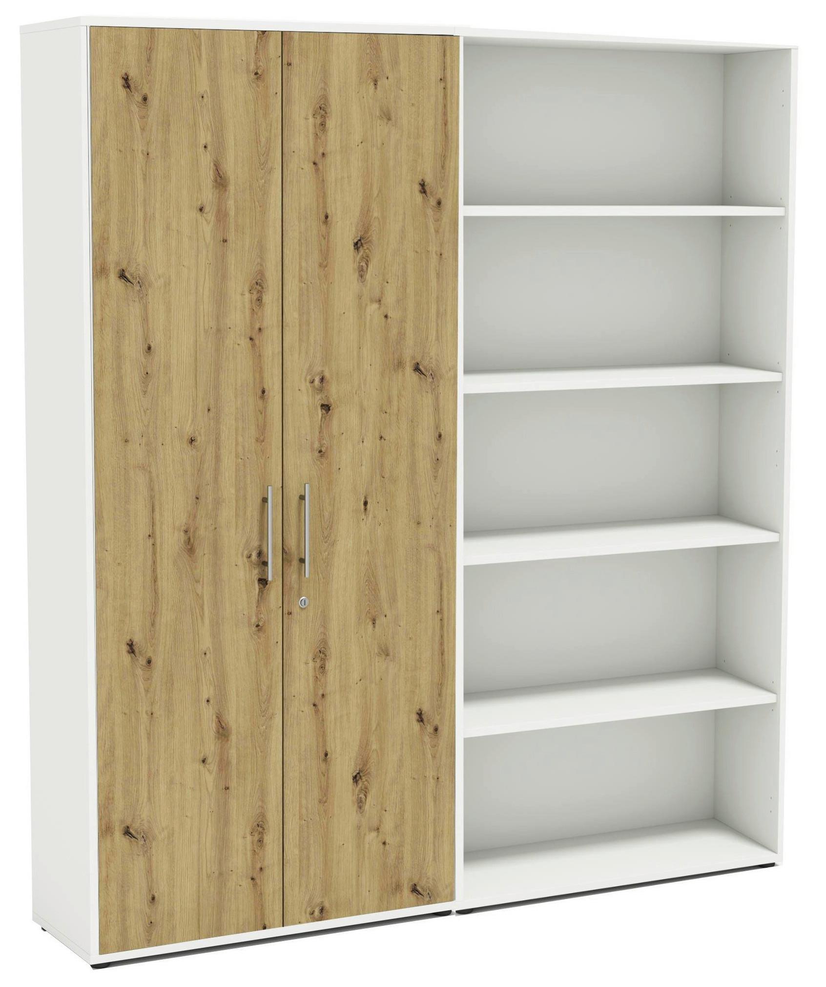 AKTENSCHRANK OFFICE EDITION - SW SET 1 HOCH - Weiß/Eiche Artisan, MODERN, Holzwerkstoff (168,8/185,6/33cm) - MID.YOU