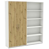 AKTENSCHRANK OFFICE EDITION - SW SET 1 HOCH - Weiß/Eiche Artisan, MODERN, Holzwerkstoff (168,8/185,6/33cm) - MID.YOU