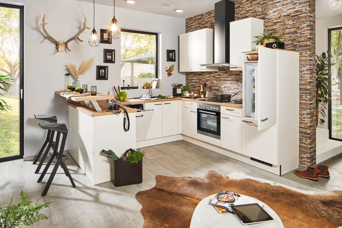 Einbauküche Pn 80 Frei Planbar Modernes Design - Eichefarben/Weiß, Holzwerkstoff - Pino