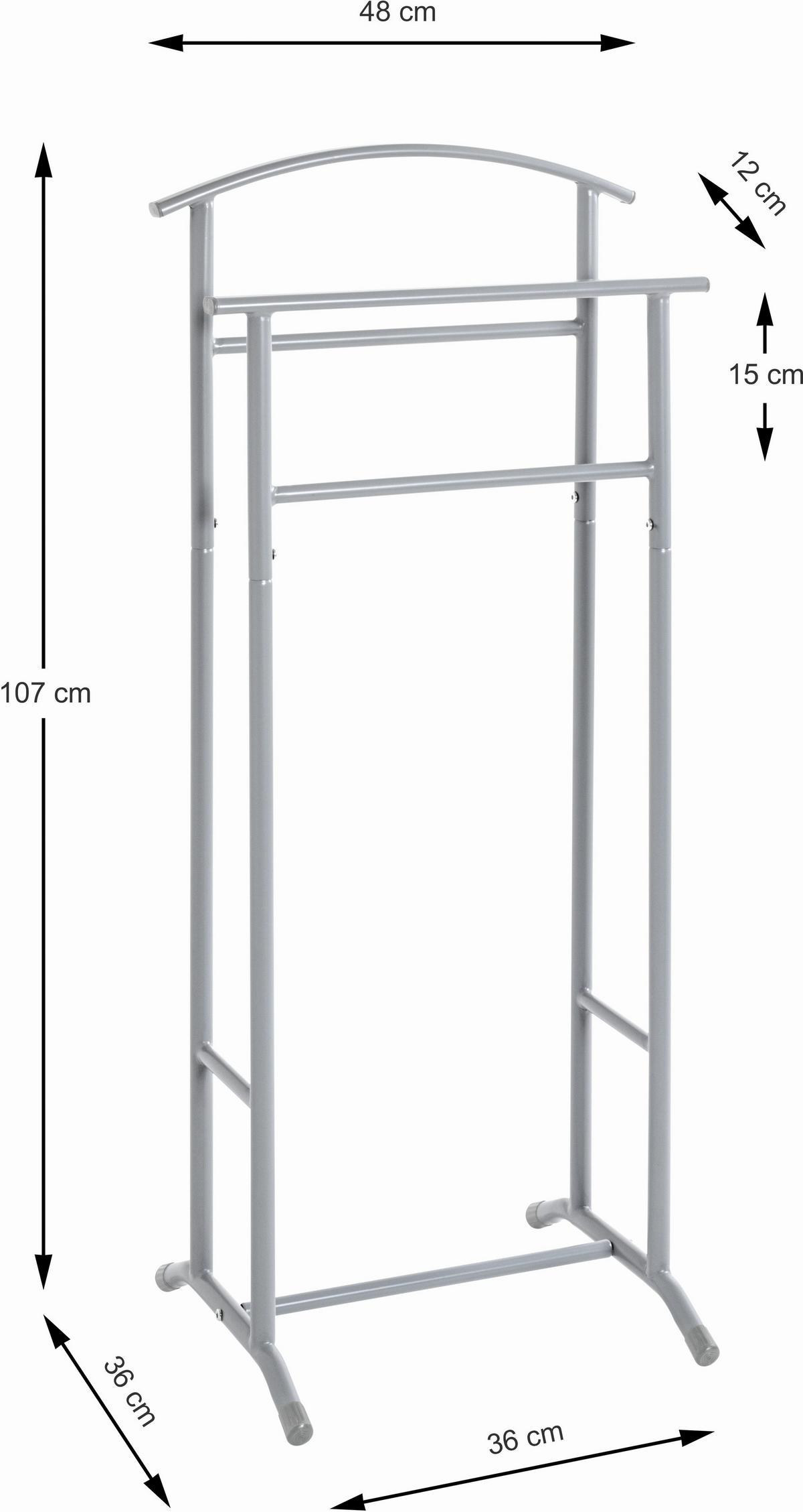 Němý sluha Björn, šedý, š: 48 cm - šedá, Basics, kov (48/107/36cm)