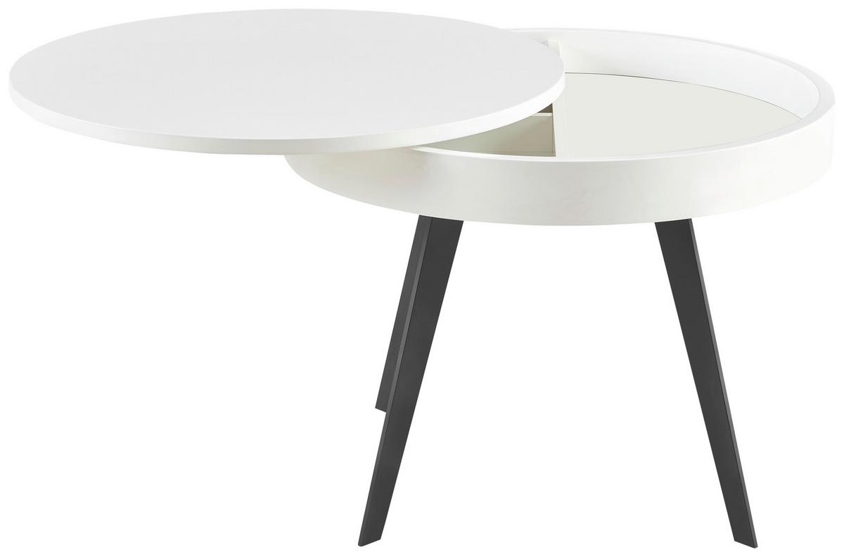 Dohányzóasztal Ruby - fekete/magasfényű fehér, Modern, faalapú anyag/fém (70/57cm)