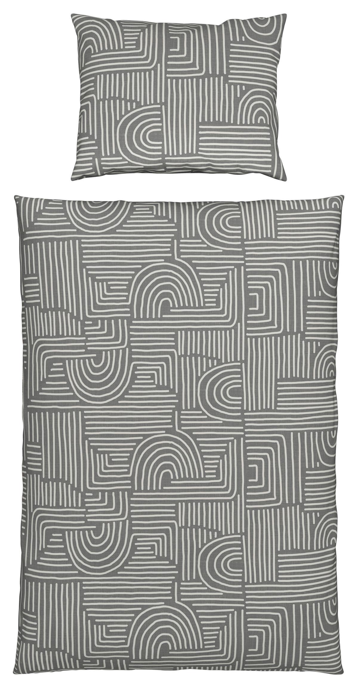 Bettwäsche 140x200 cm Doris Renforce, Grau - Grau, MODERN, Textil - Luca Bessoni
