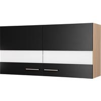 Küchenoberschrank Merle Schwarz, Eiche Dekor B:110cm - Eichefarben/Schwarz, Basics, Glas/Holzwerkstoff (110/56,1/34,6cm) - Respekta