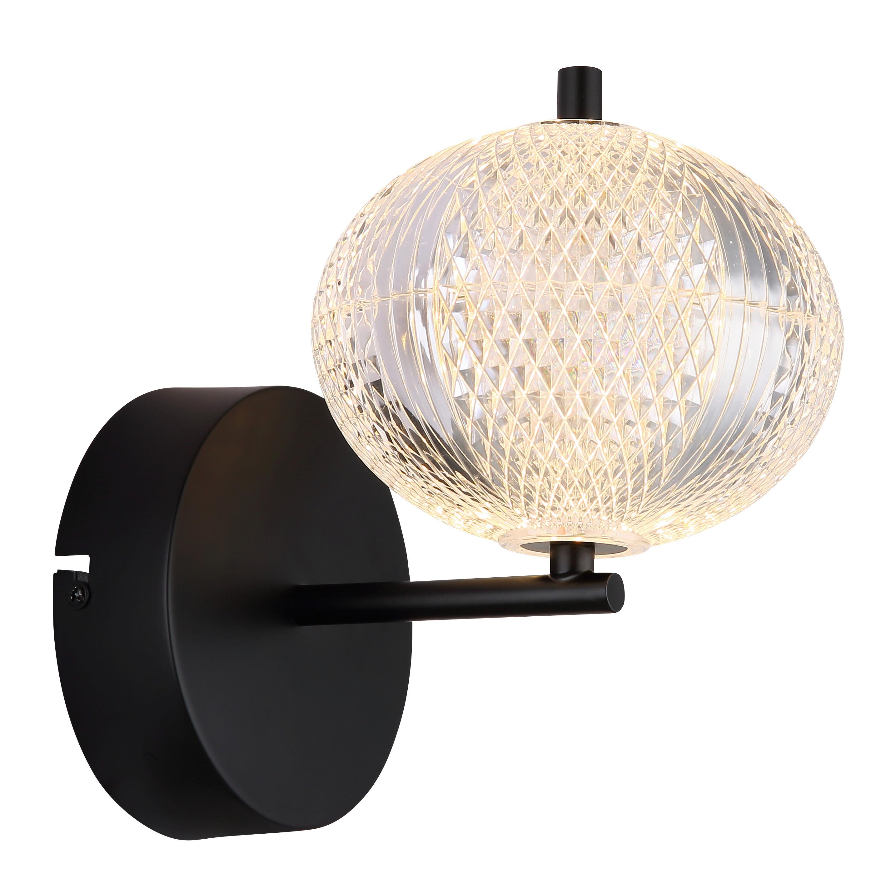 LED-Wandleuchte 16042w - Klar/Schwarz, KONVENTIONELL, Kunststoff/Metall (15/20,5/21,5cm) - Globo