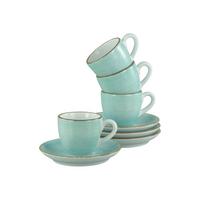 Espressotasse Mit Untertasse Vintage Nature Türkis, Weiß - Türkis/Weiß, Basics, Keramik - Creatable