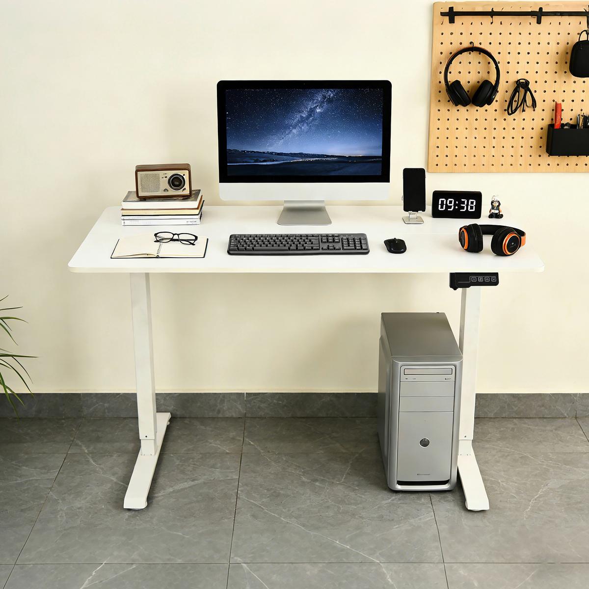 Schreibtisch Emil Weiß B: 120 cm - Weiß, Trend, Holzwerkstoff/Metall (120/72-118/60cm)