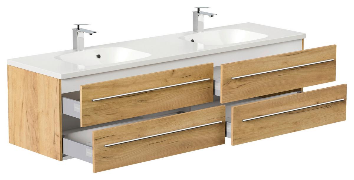 WASCHTISCHKOMBI Geant, Eichefarben B: 180 cm - Eichefarben/Weiß, Basics, Holzwerkstoff/Stein (180cm) - MID.YOU
