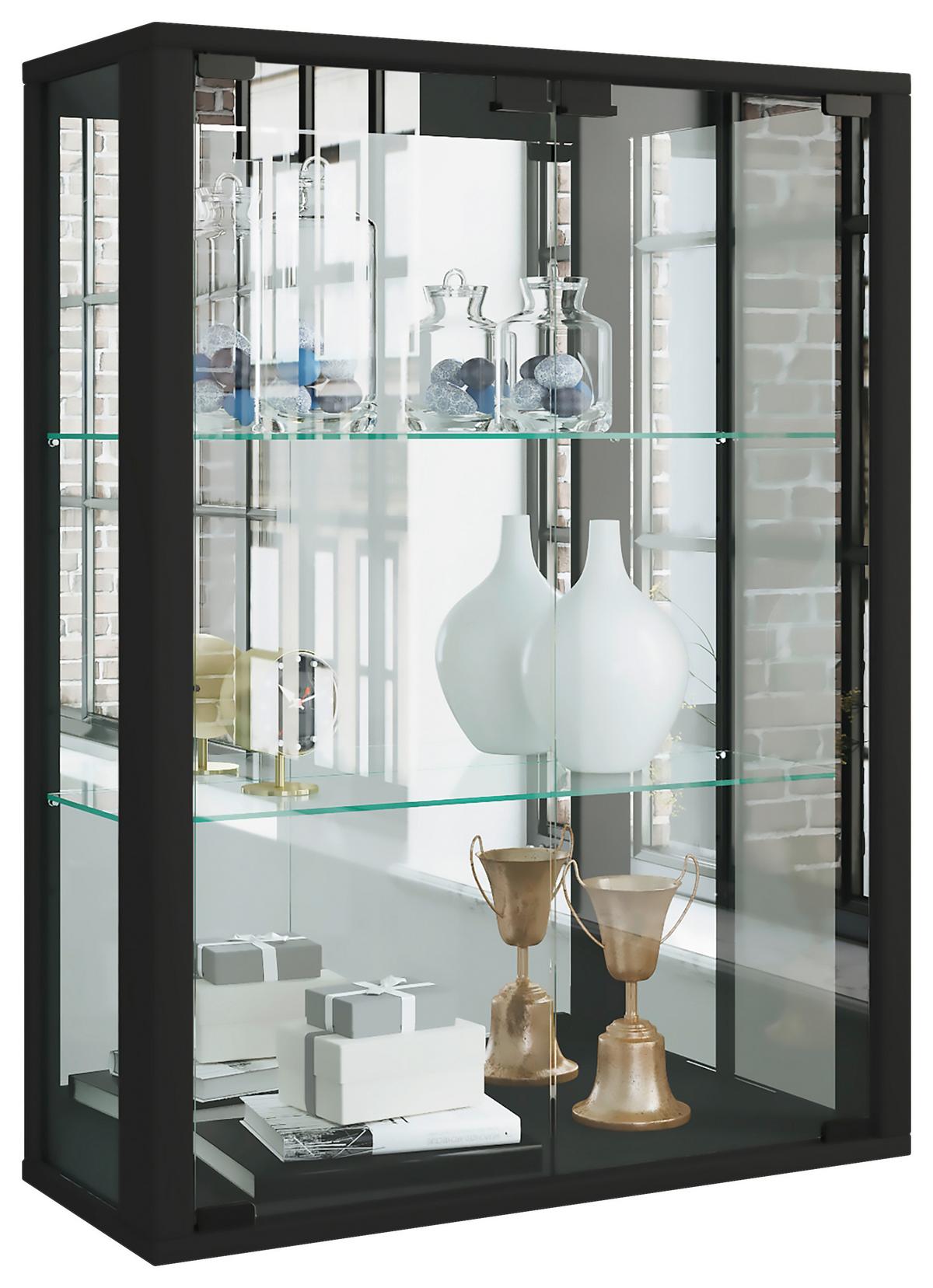 Hängevitrine Udina Schwarz B: 60 cm - Schwarz, MODERN, Glas/Holz (60/80/25cm) - MID.YOU