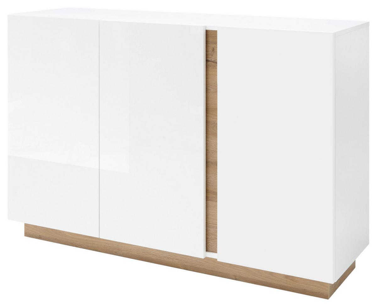 Sideboard Clair Weiß/Eiche Dekor B:138cm - Eichefarben/Weiß, Design, Holzwerkstoff (138/91/40cm) - MID.YOU