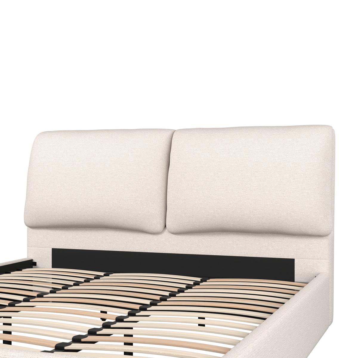 Čalúnená posteľ PERLA 180x200 cm, béžová - čierna/prírodná farba, Modern, drevo/textil (180/200cm) - Bessagi Home