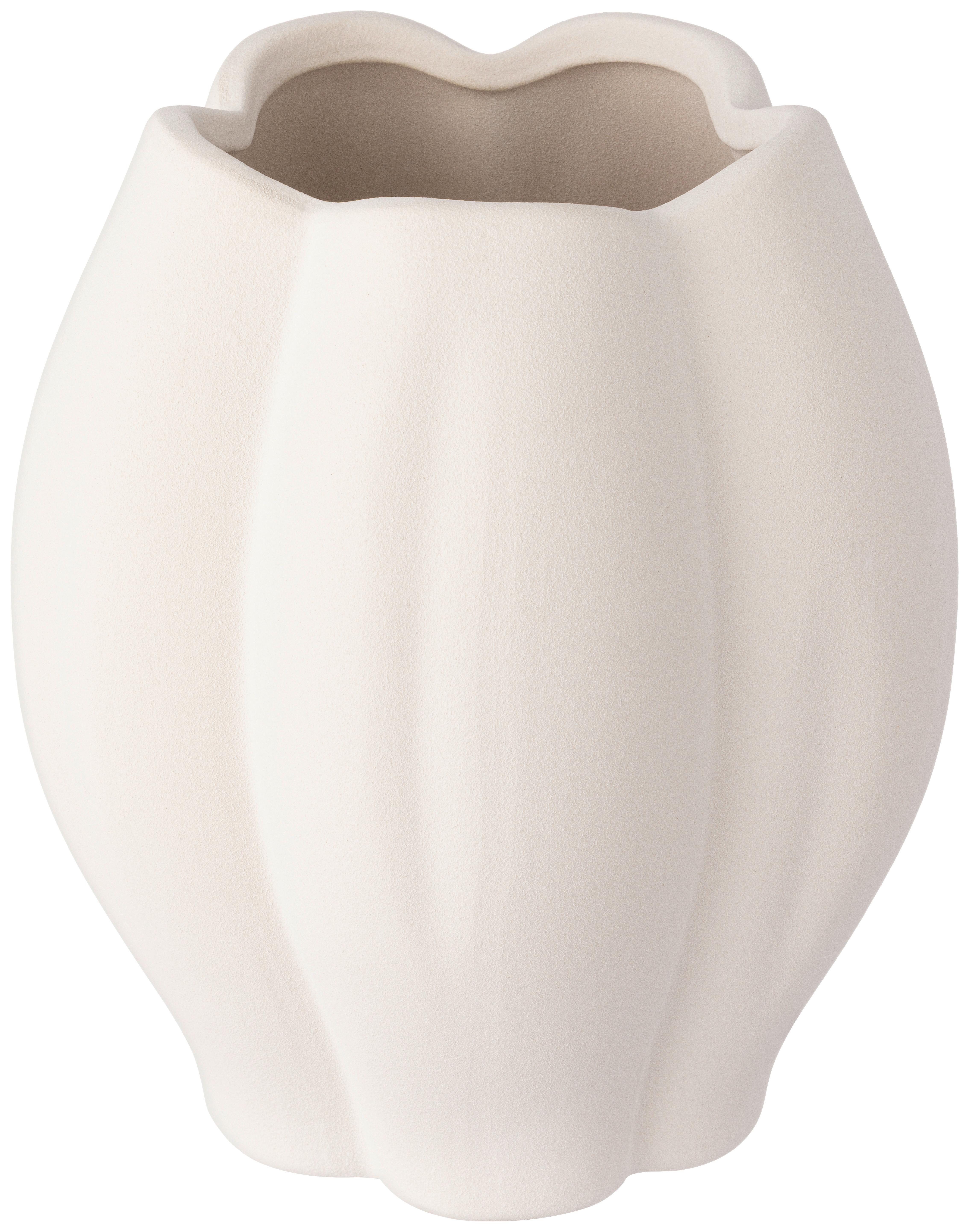 Dekovase Jan - Weiß, KONVENTIONELL, Keramik (18,5/20cm) - Luca Bessoni