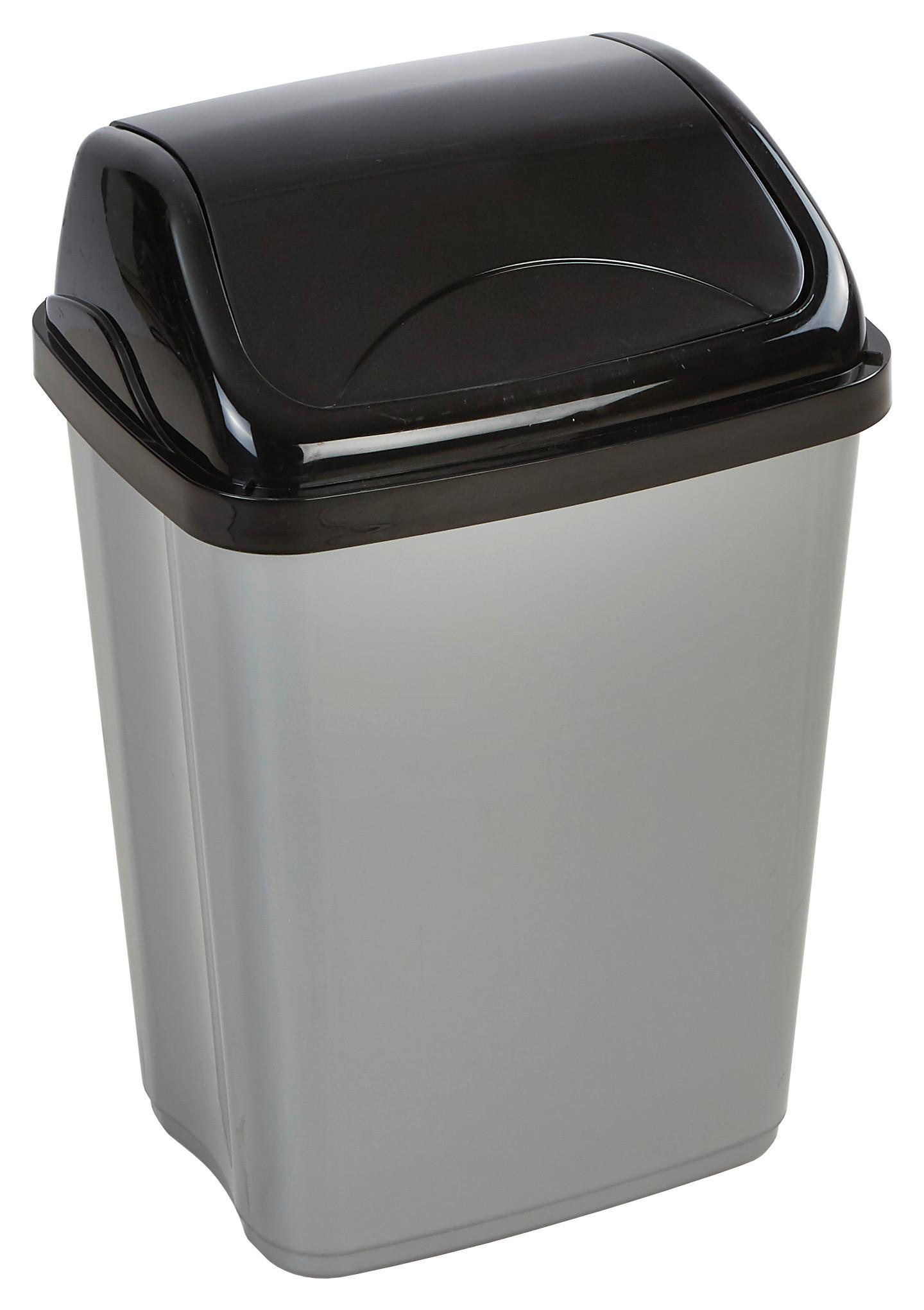 Schwingdeckeleimer Julien 16 L Kunststoff Grau/Schwarz - Schwarz/Grau, Kunststoff (23,5/44/30cm) - Homezone