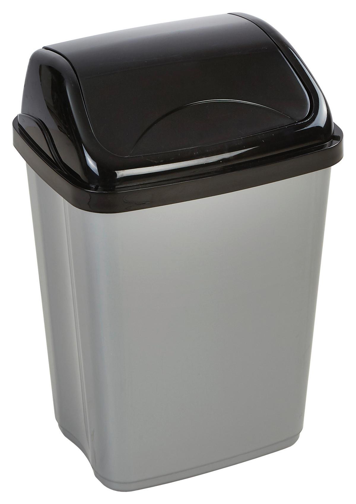Schwingdeckeleimer Julien 16 L Kunststoff Grau/schwarz - Schwarz/Grau, Kunststoff (23,5/44/30cm) - Homezone