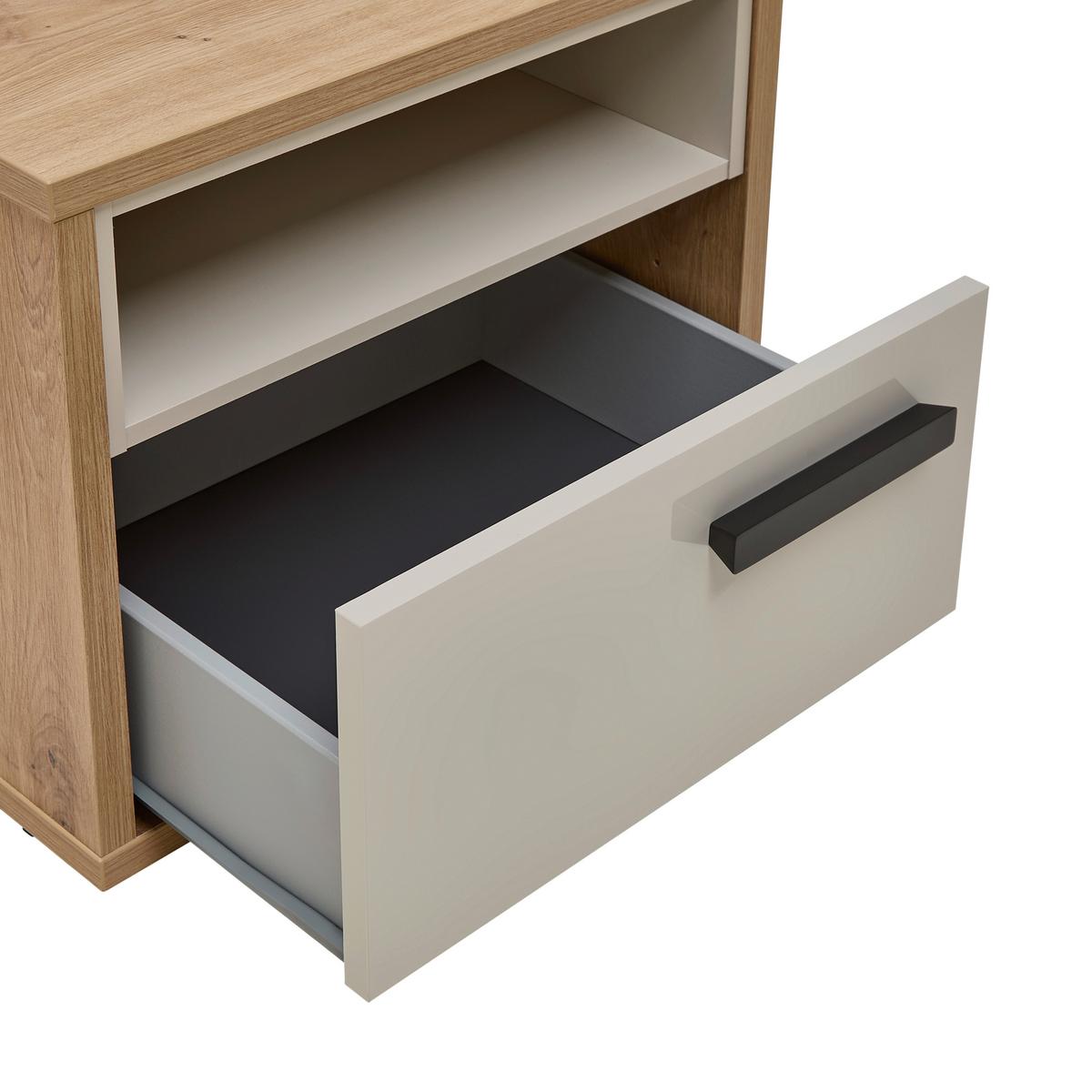 NOČNÍ STOLEK CASA MIA - kašmírová/antracitová, Konvenční, kov/kompozitní dřevo (45/50/40cm)