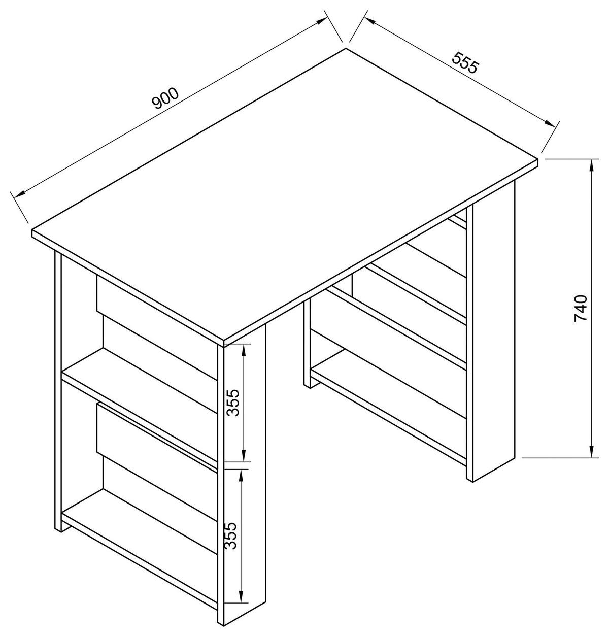 Schreibtisch Efilo Weiß B. 56 Cm - Weiß, MODERN, Holzwerkstoff (90/56/74cm) - MID.YOU