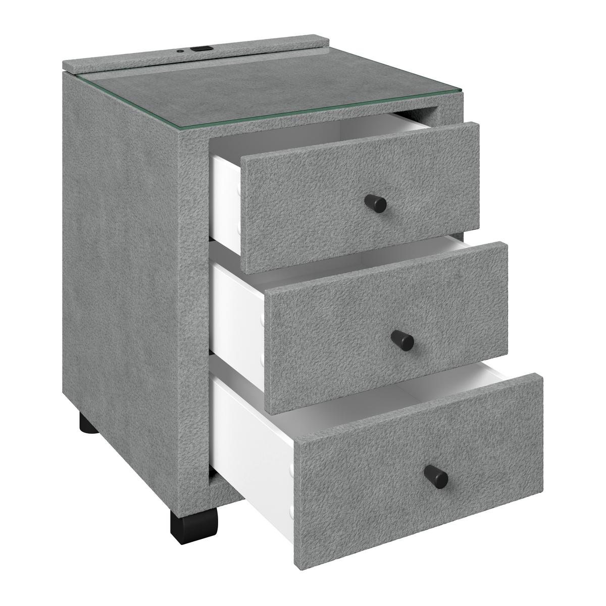 Nachtkästchen Elysia Dunkelgrau, B: 48 cm - Dunkelgrau, Trend, Glas/Holz (48/68/45,5cm) - Luca Bessoni