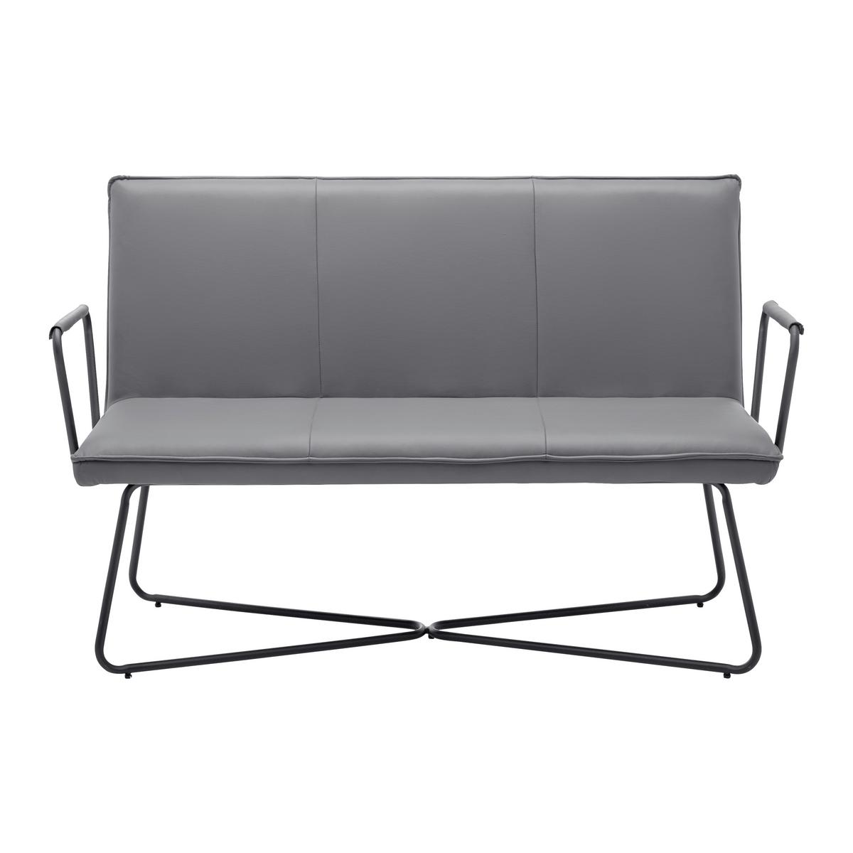 Lavice z koženky Bosco - šedá - šedá/černá, Moderní, kov/dřevo (140/90/62cm) - Bessagi Home