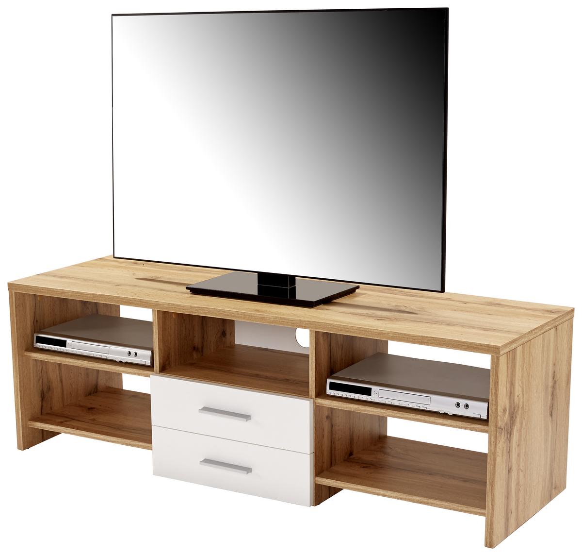 TV-Lowboard Tico B: 150 cm Weiß, Eiche Dekor - Eichefarben/Schwarz, MODERN, Holz (150/45/40cm)