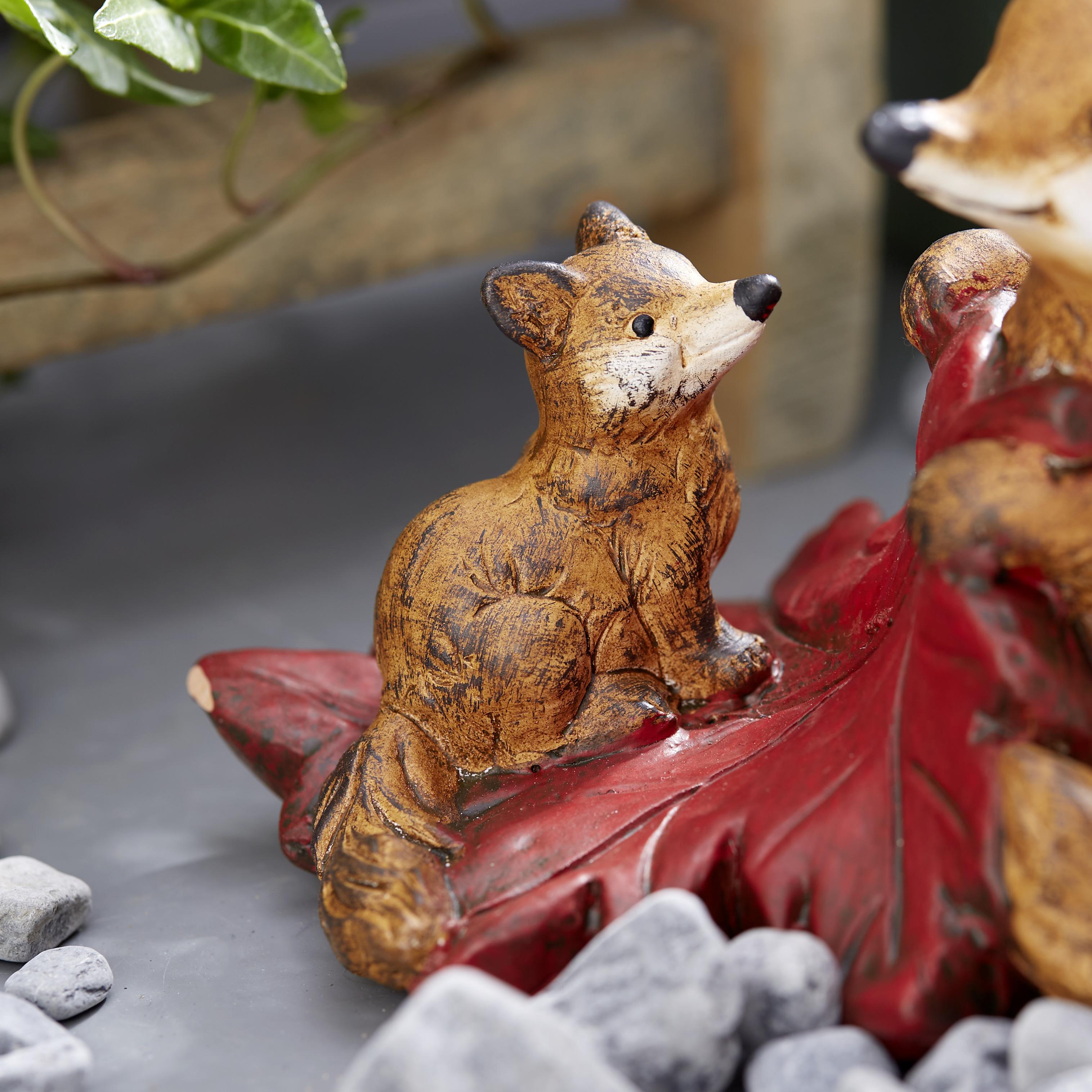 Dekofuchs Harvey L/B/H: 11x9x12,5 cm Braun/Rot - Rot/Braun, KONVENTIONELL, Keramik (11/9/12,5cm) - Ondega