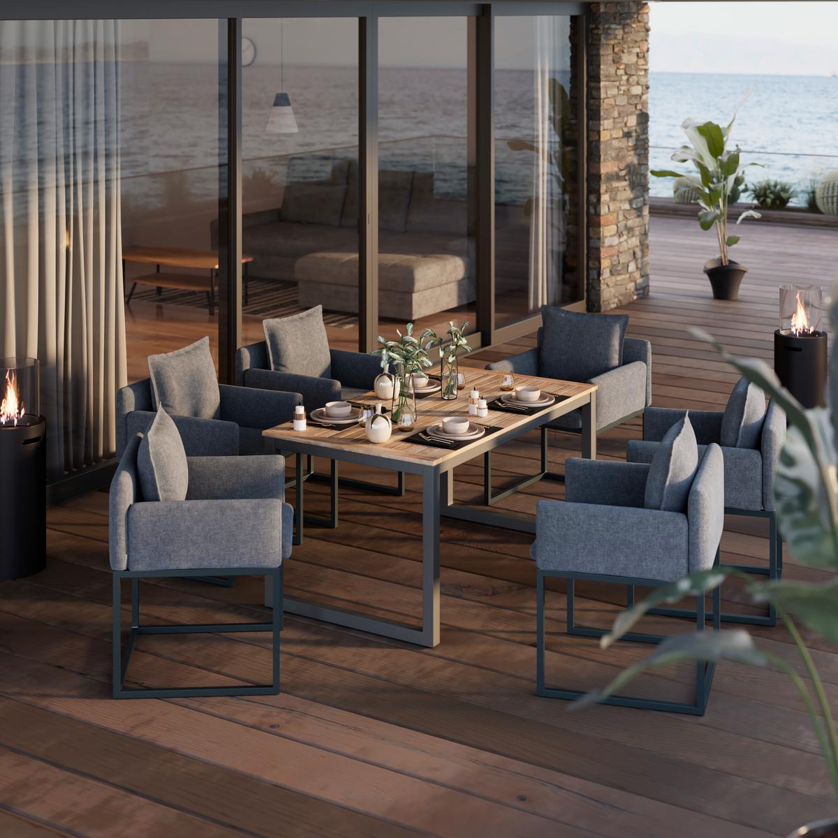 Gartensessel Julia - Alufarben/Grau, MODERN, Textil/Metall (58/85/55cm) - Beldano