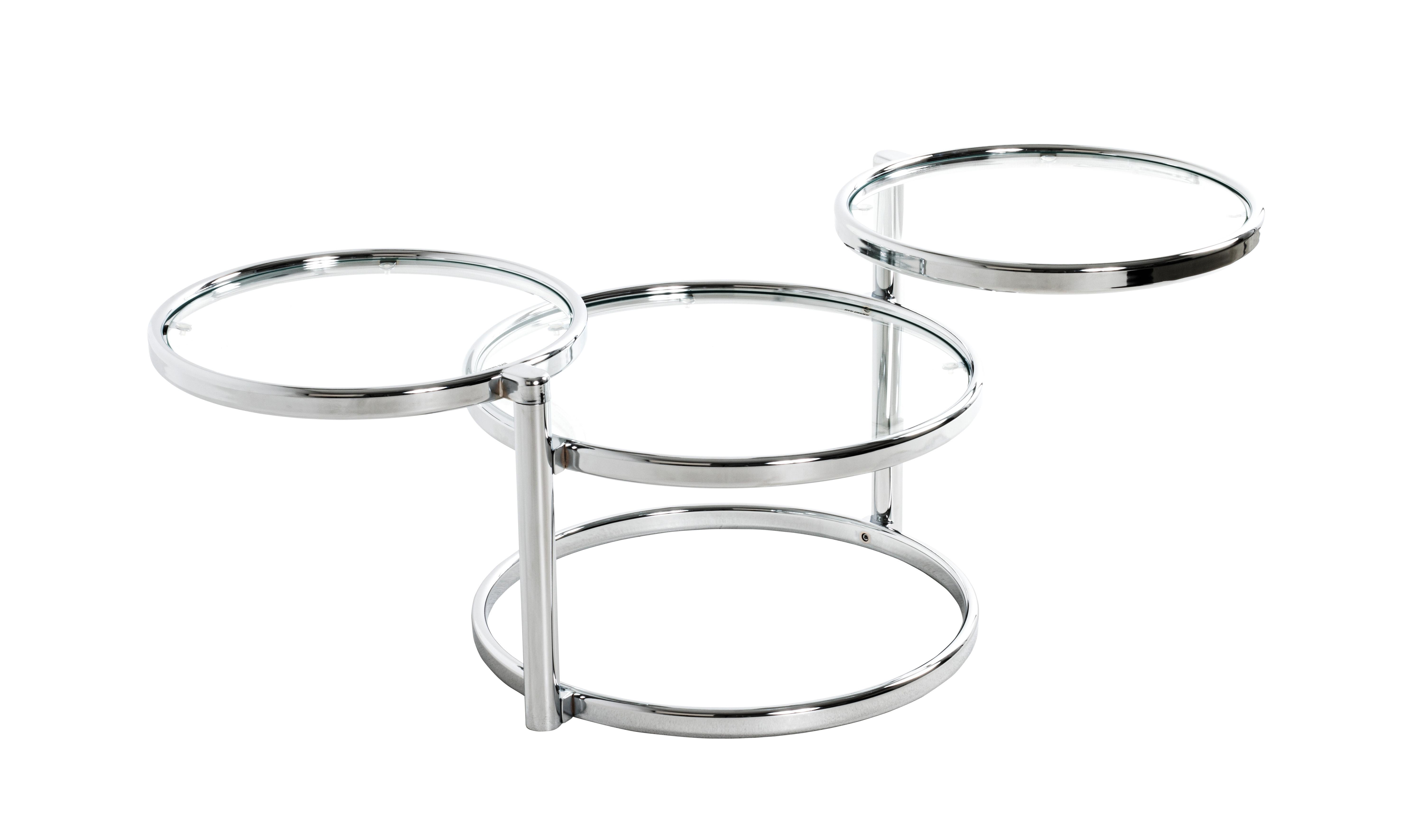 Couchtisch Rund Mit Glasplatte Chromfarben - Chromfarben, Basics, Glas/Metall (140/43/50cm)