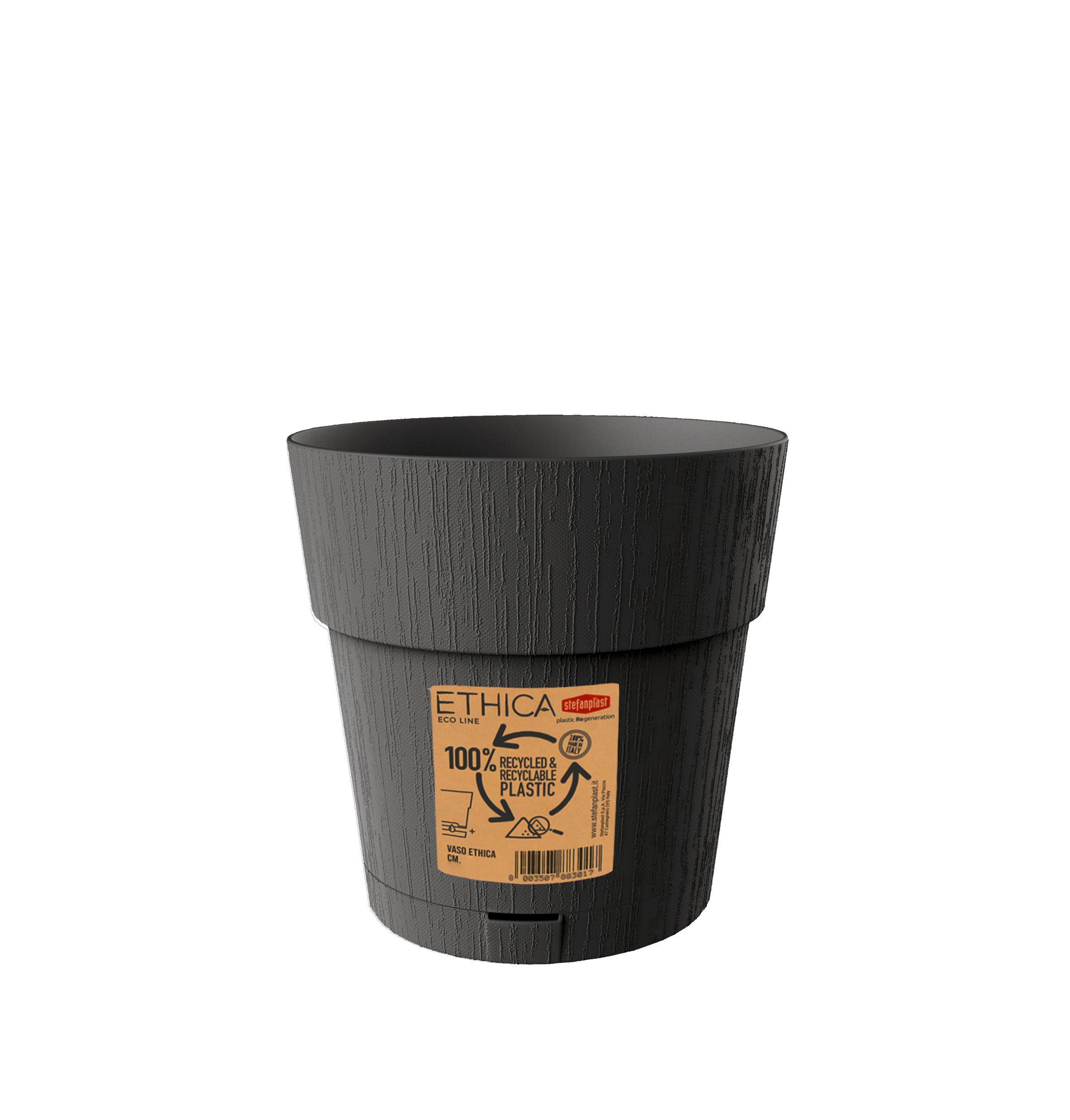 Műanyag Kaspó Ethica - sötétszürke, Basics, műanyag (15cm)