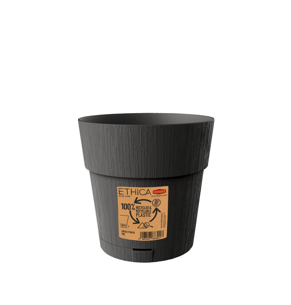 Műanyag Kaspó Ethica - sötétszürke, Basics, műanyag (15cm)