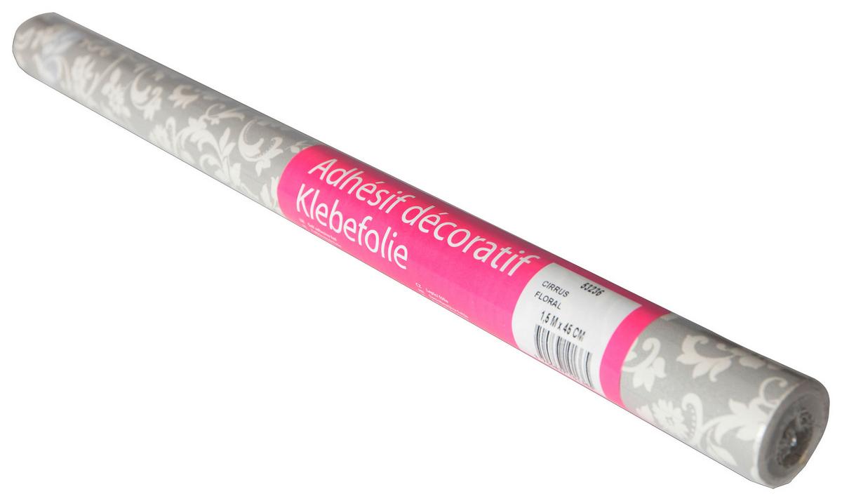 Klebefolie Floraldesign Grau/weiß Basic-Line 45x150 Cm - Weiß/Grau, KONVENTIONELL, Kunststoff (45/150cm)