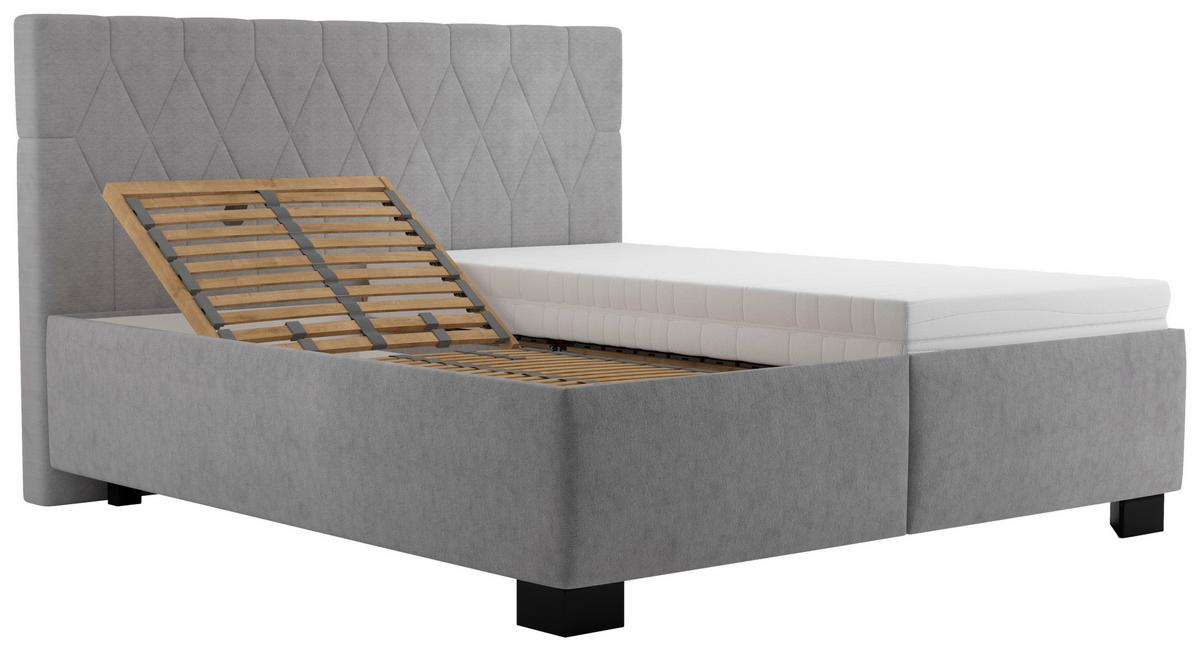 Čalúnená posteľ FERAMA 180x200 cm, sivá - čierna/sivá, Modern, drevo/textil (180/200cm)
