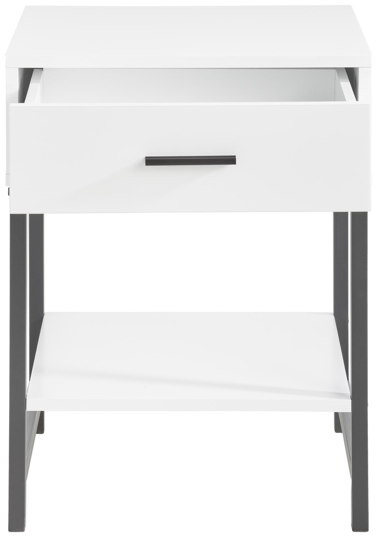 Nachtkästchen Weiß/Schwarz H: 58 cm Industry - Schwarz/Weiß, MODERN, Holzwerkstoff/Metall (45/58/40cm) - Livetastic