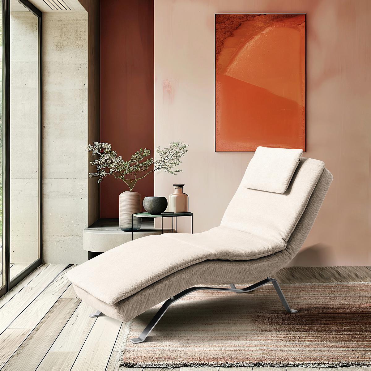 RELAXLIEGE Beige B: 65 cm - Beige/Silberfarben, Design, Textil (65/95/171cm) - Celina Home