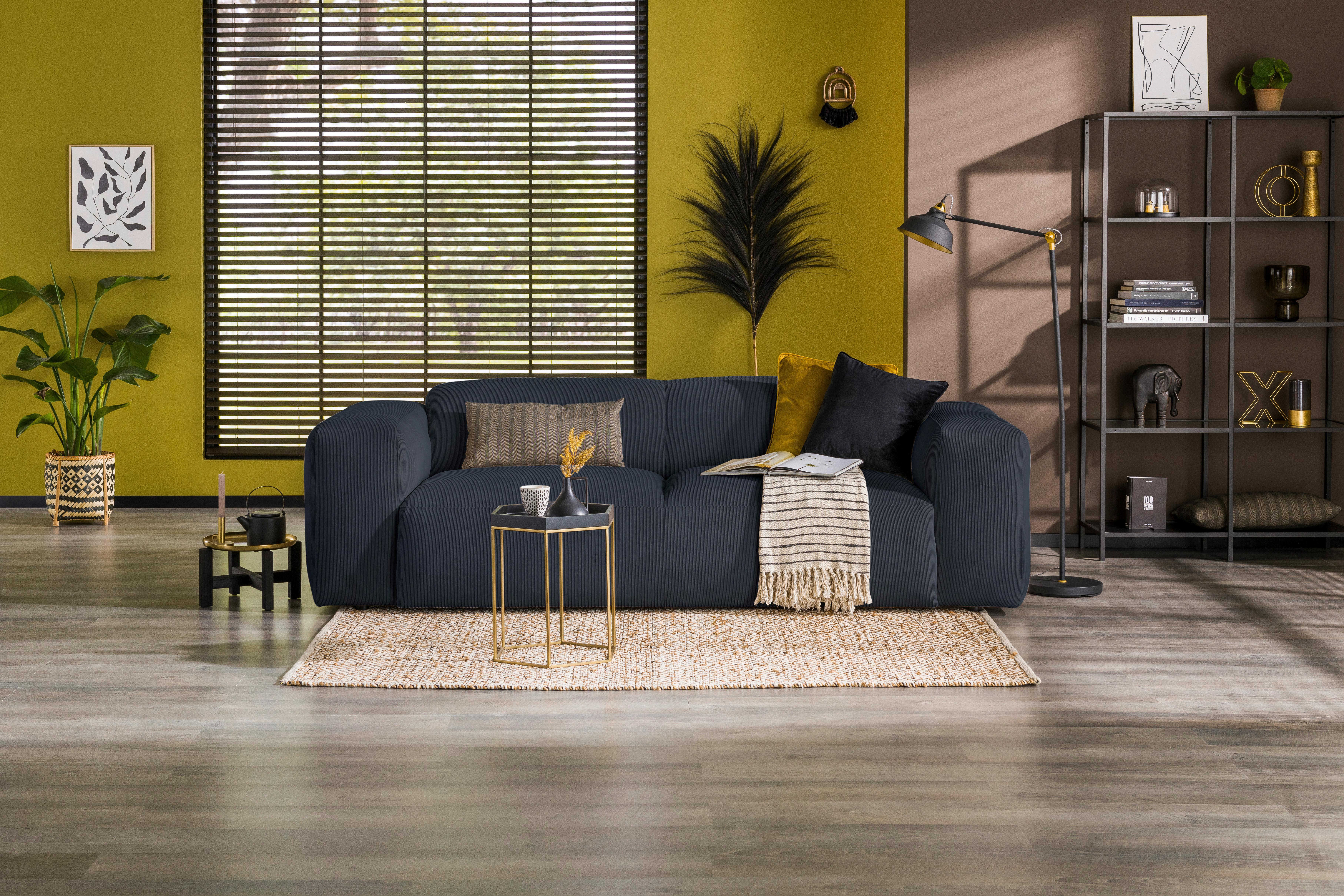 3-sitzer-sofa Hannah Blau B: 247 Cm - Blau/Schwarz, Design, Textil (247/75/104cm) - MID.YOU