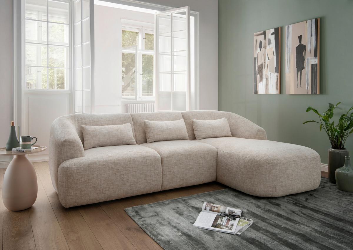 Ecksofa Caponi, Creme S: 256x160 Cm - Creme/Schwarz, MODERN, Textil (256/160cm) - Livetastic