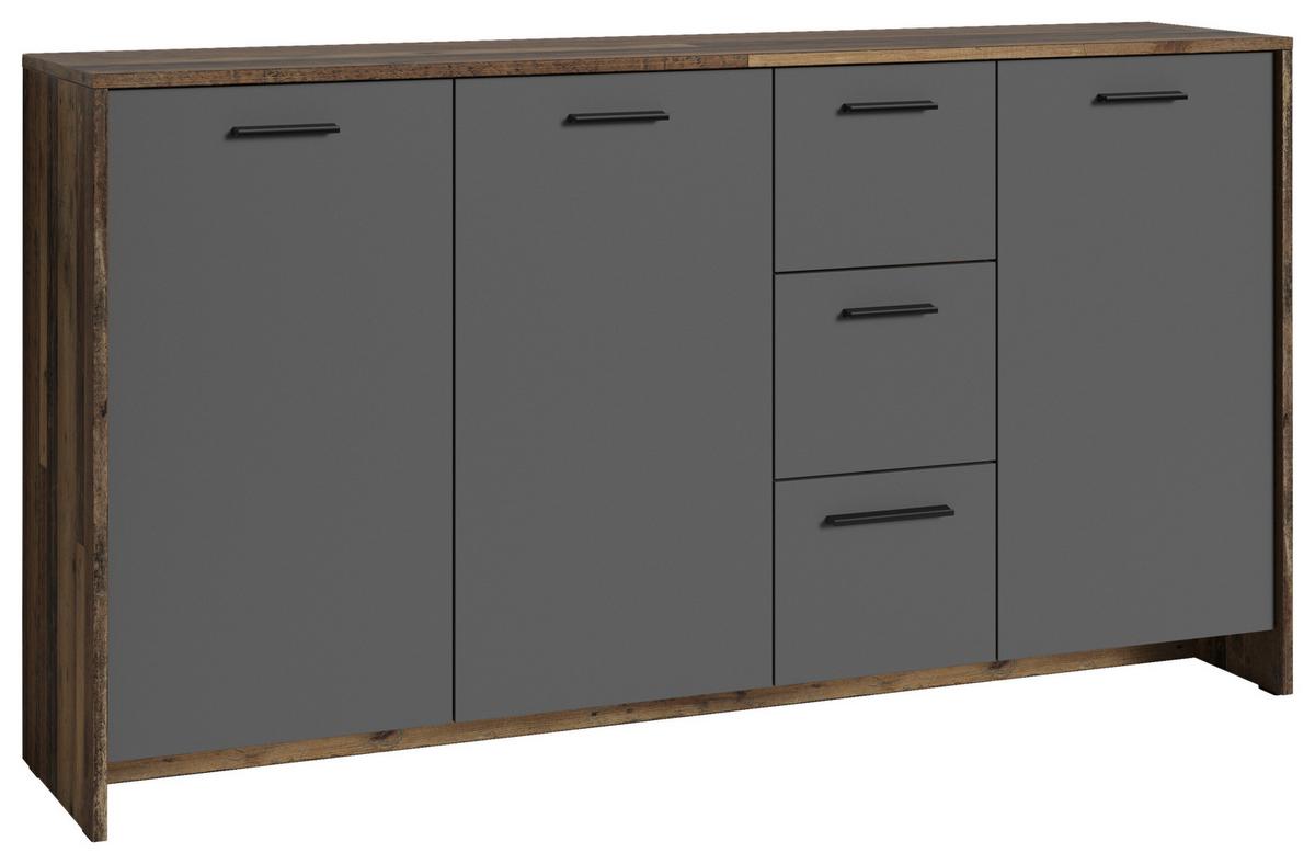 Sideboard Ben B: 153cm Anthrazit - Anthrazit/Eiche Artisan, MODERN, Holzwerkstoff (153/83/35cm) - MID.YOU