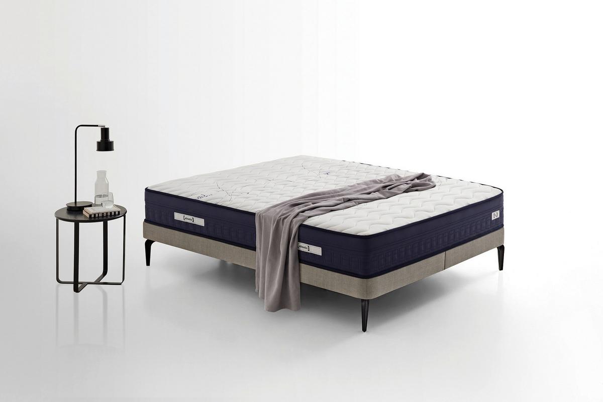 Taschenfederkernmatratze Athletic 90x200 cm H3 H: 28 cm - Weiß/Dunkelblau, Basics, Textil (90/200cm) - Yatas