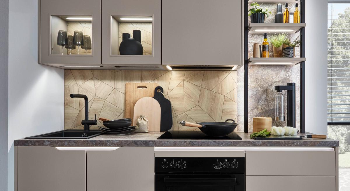 Eckküche Sidney - Hellbraun/Dunkelbraun, MODERN, Holzwerkstoff (218,1/273,2cm) - Vertico