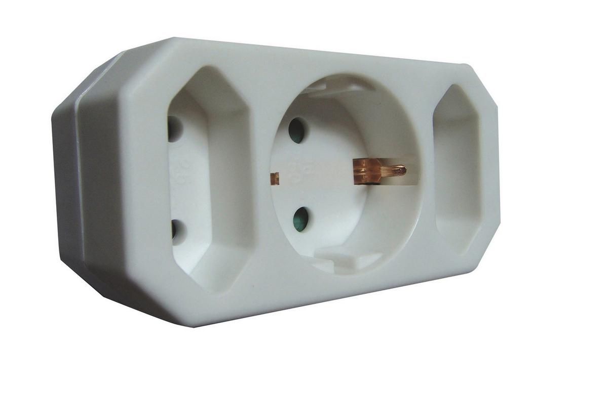 Mehrfachsteckdose 3-Fach Weiß mit Kinderschutz - Weiß, KONVENTIONELL, Kunststoff (9,2/4,8/7,5cm) - Ondega