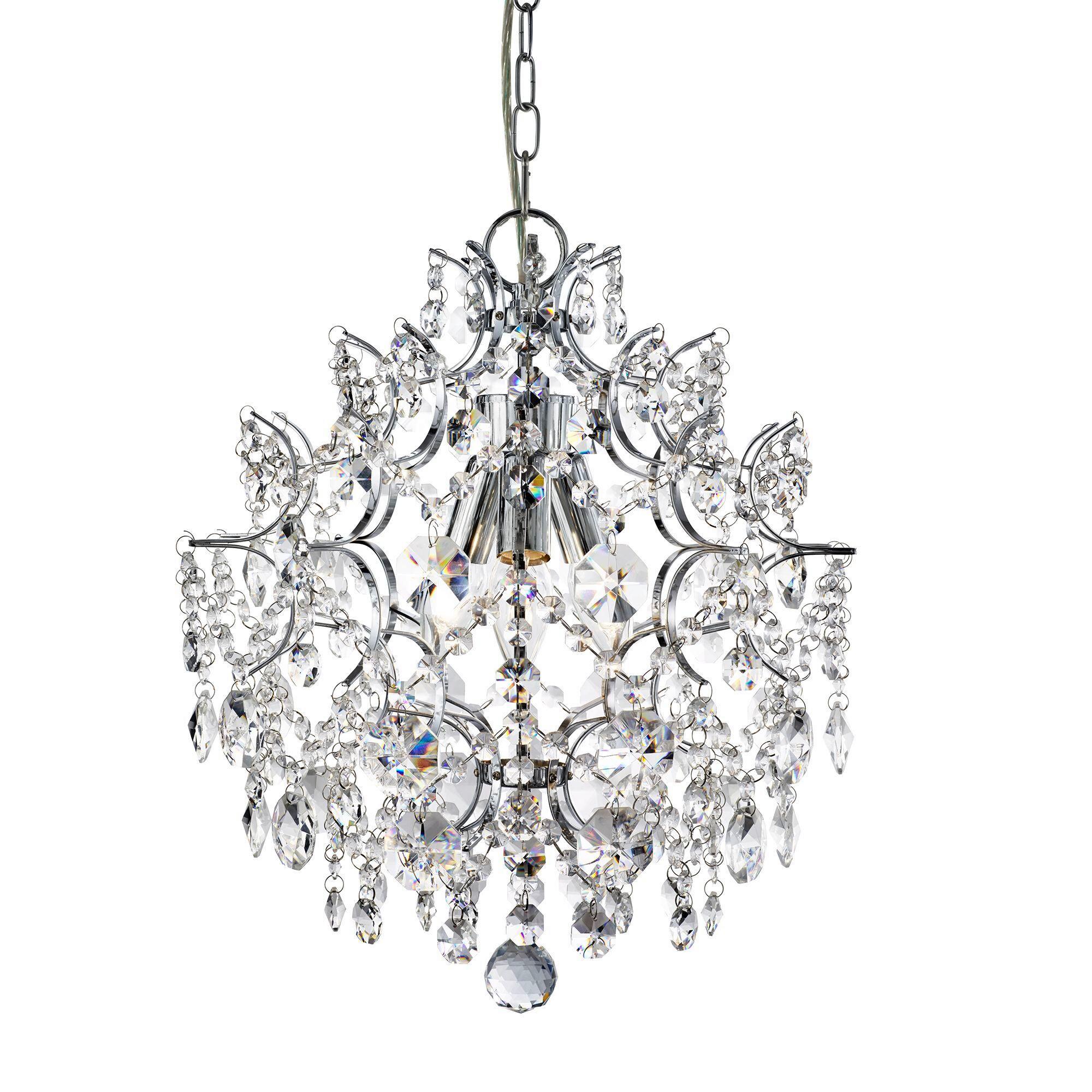 Kristall-Hängeleuchte Harrietta 7673-3cc - Chromfarben, Design, Glas/Metall (38/162cm)