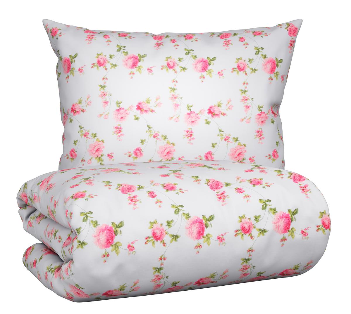 POVLEČENÍ Flora, 140/200cm, bílá s květy - bílá, Romantický / Rustikální, textil (140/200cm) - Modern Living