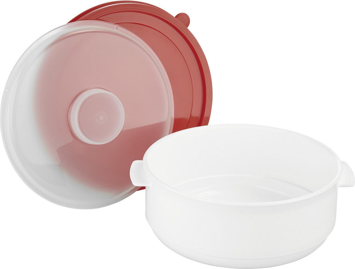 Mikrowellenschüssel Kunststoff Weiß Ricco D/H: 15,5/8,4 cm - Rot/Weiß, KONVENTIONELL, Kunststoff (15,5/8,4cm)