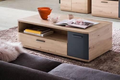 Couchtisch Cortona Mit Rollen Anthrazit/eichefarben - Eichefarben/Anthrazit, Design, Holzwerkstoff (115/70/42cm) - Livetastic