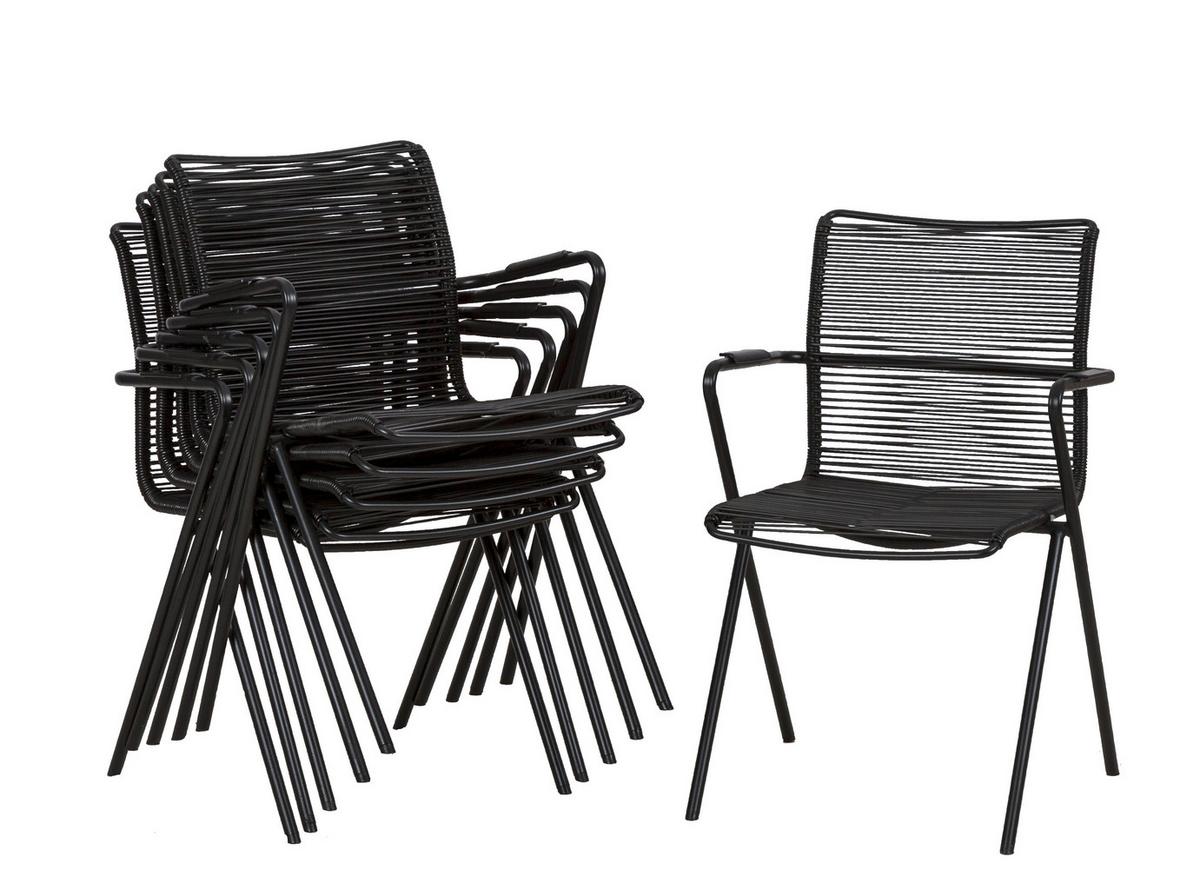 Gartensessel-set 6-tlg. Stapelbar Alpha Rope Aluminium - Anthrazit/Schwarz, Basics, Kunststoff/Metall (55/57/83cm) - Acamp