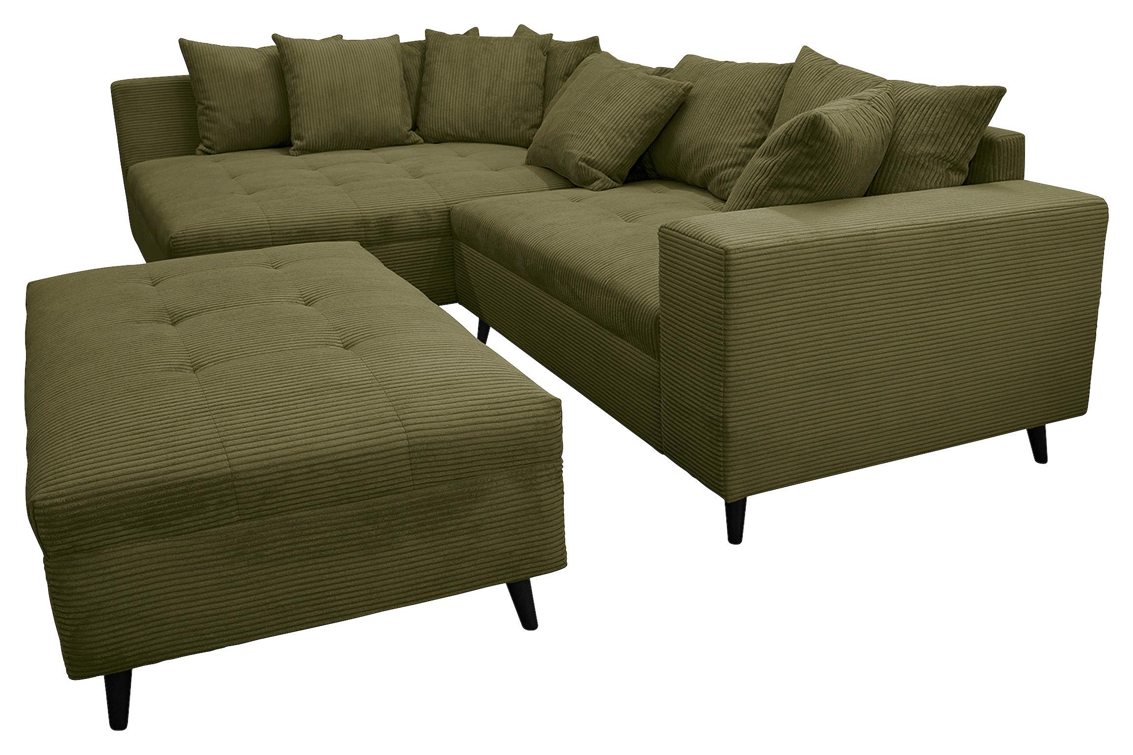 Ecksofa Pruno Olivgrün S: 174x247 cm - Schwarz/Olivgrün, Design, Textil (174/247cm) - MID.YOU