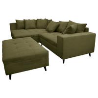 Ecksofa Pruno Olivgrün S: 174x247 cm - Schwarz/Olivgrün, Design, Textil (174/247cm) - MID.YOU