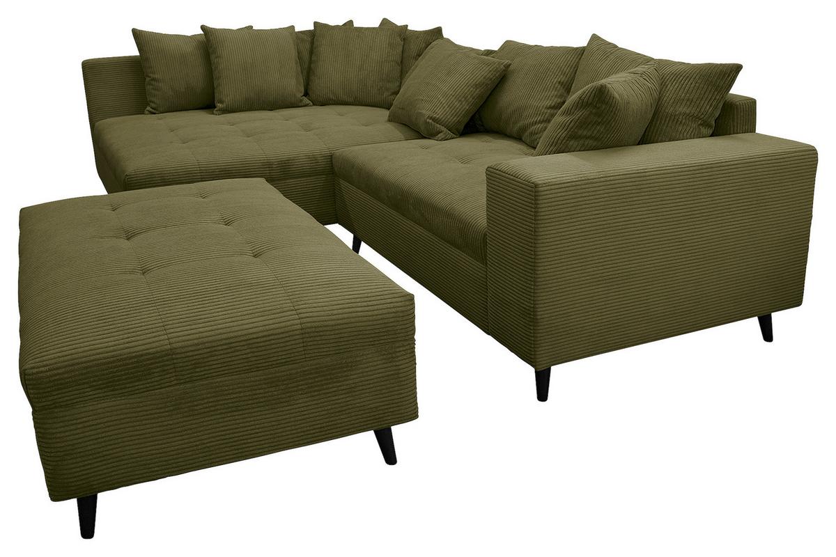 Ecksofa Pruno Olivgrün S: 174x247 cm - Schwarz/Olivgrün, Design, Textil (174/247cm) - MID.YOU