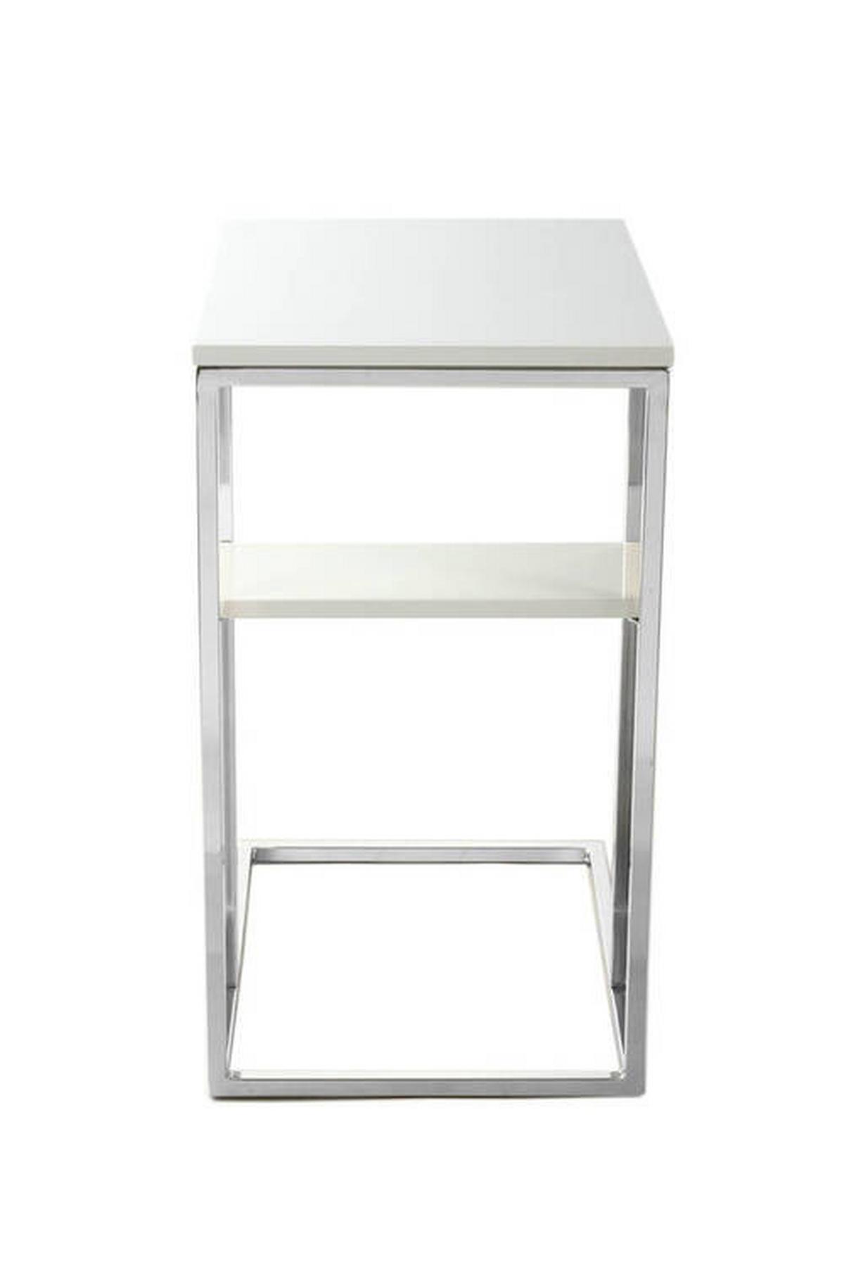 Beistelltisch mit Ablagefach Lucilla, Weiß/Silber - Silberfarben/Weiß, MODERN, Metall (48/35/62cm) - Kayoom