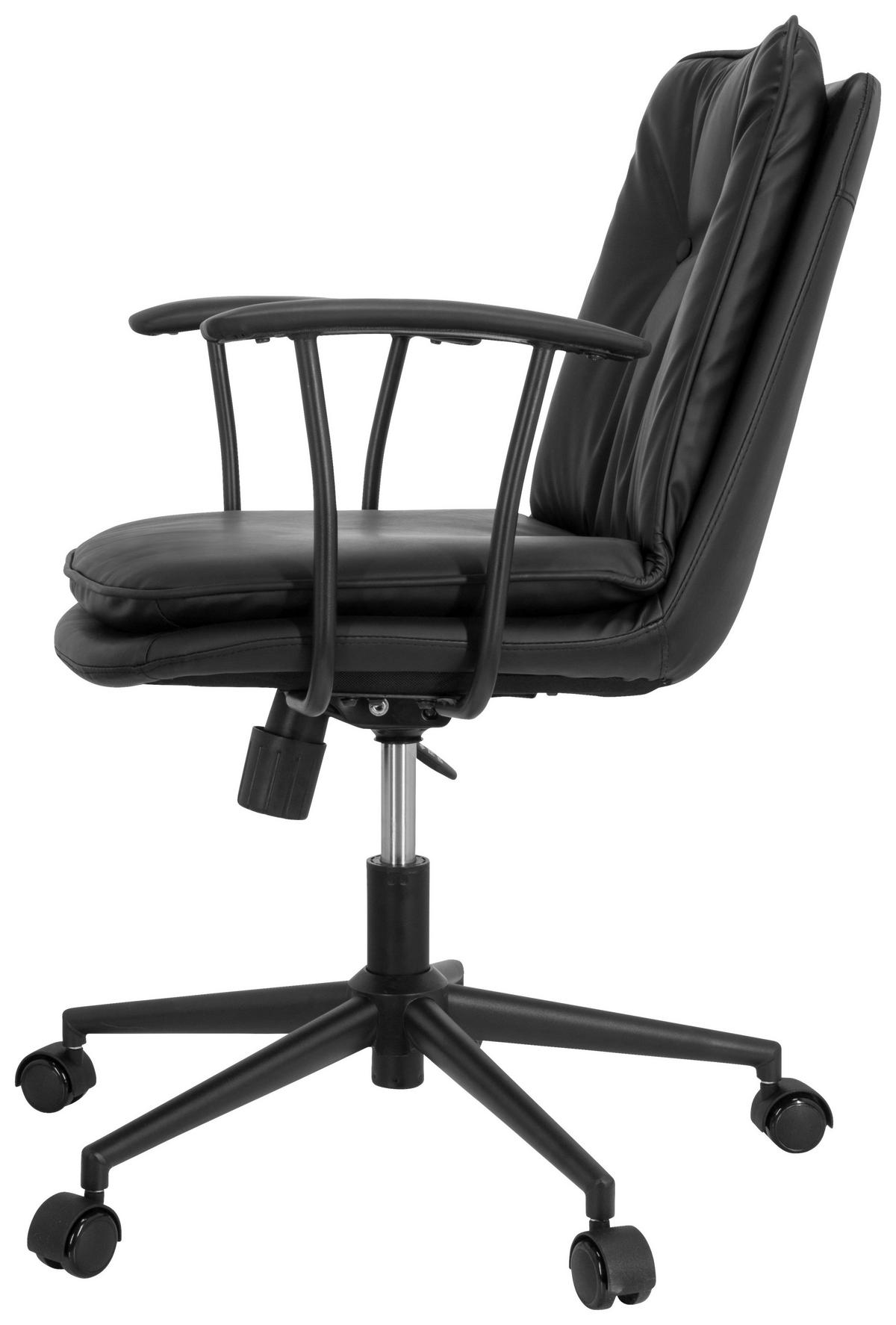 Bürostuhl Smallo Schwarz Lederlook Bis 80 Kg - Schwarz, Basics, Kunststoff/Textil (59/84/59cm) - MID.YOU