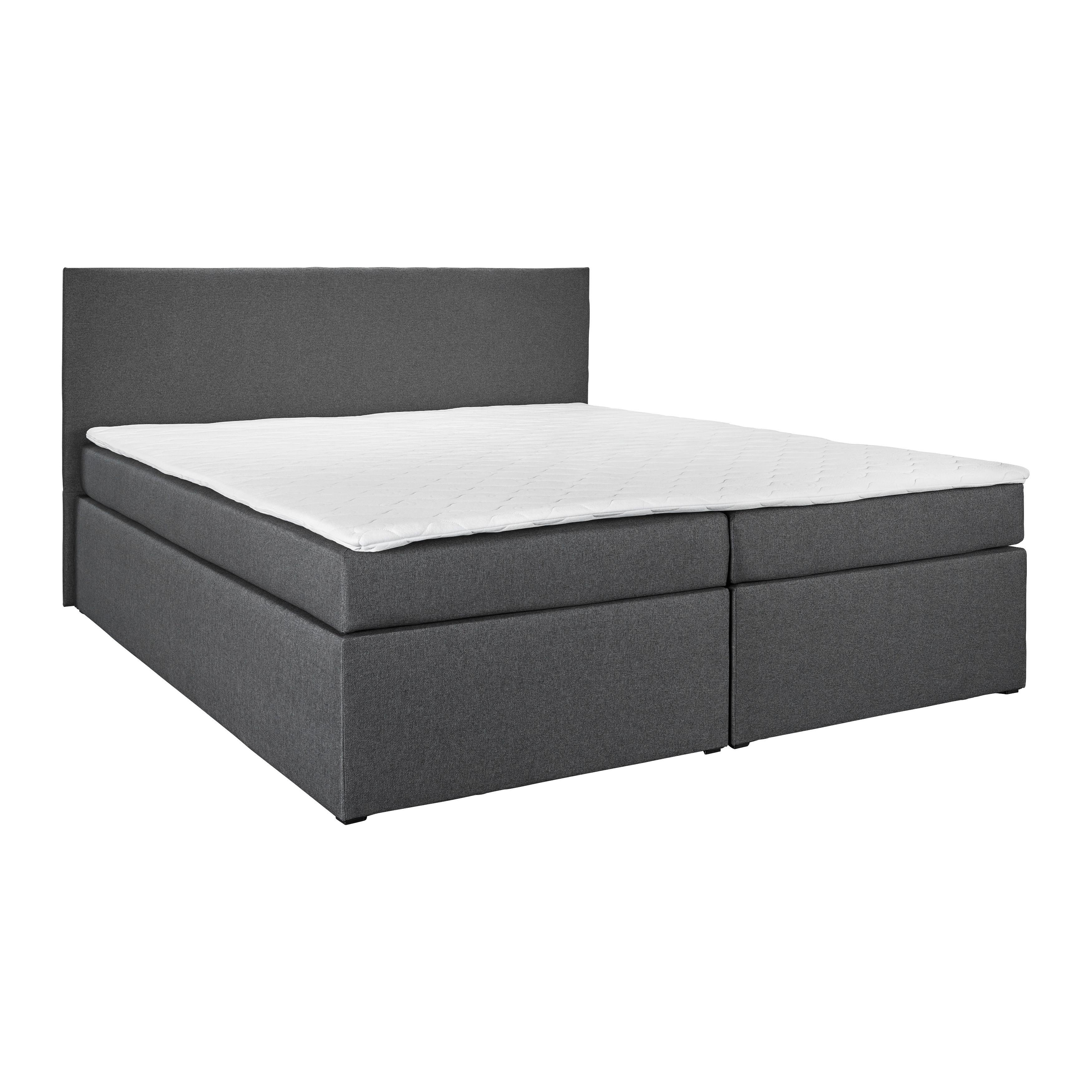 Manželská boxspring posteľ Lucy, 180x200, sivá - čierna/sivá, Modern, drevo/kompozitné drevo (180/200cm) - Bessagi Home